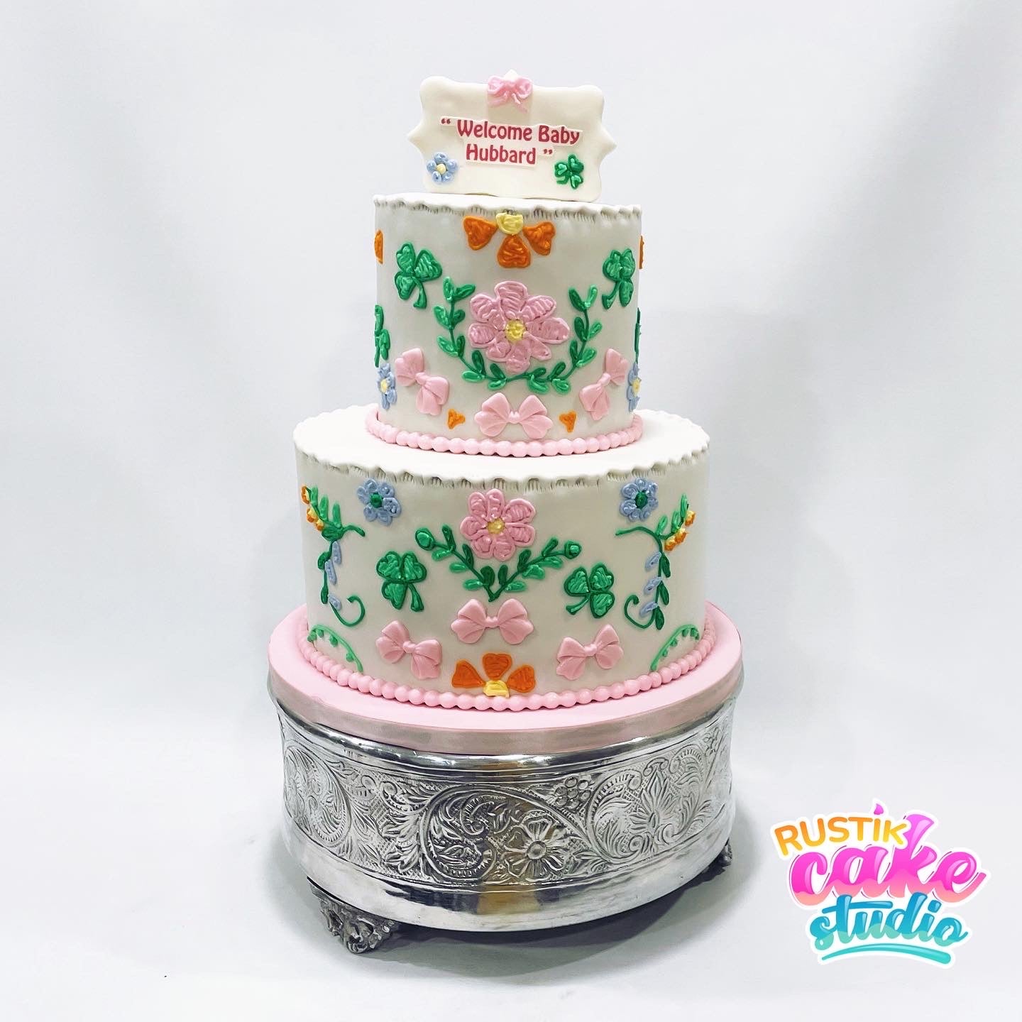 2 Tier Buttercream Embroidery Cake